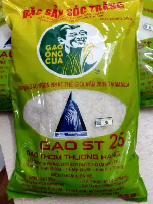 ST25 gạo ông Cua- túi 5kg của DNTN Hồ Quang Trí- bao bì mới cùng tem chống hàng giả, date 1/2022