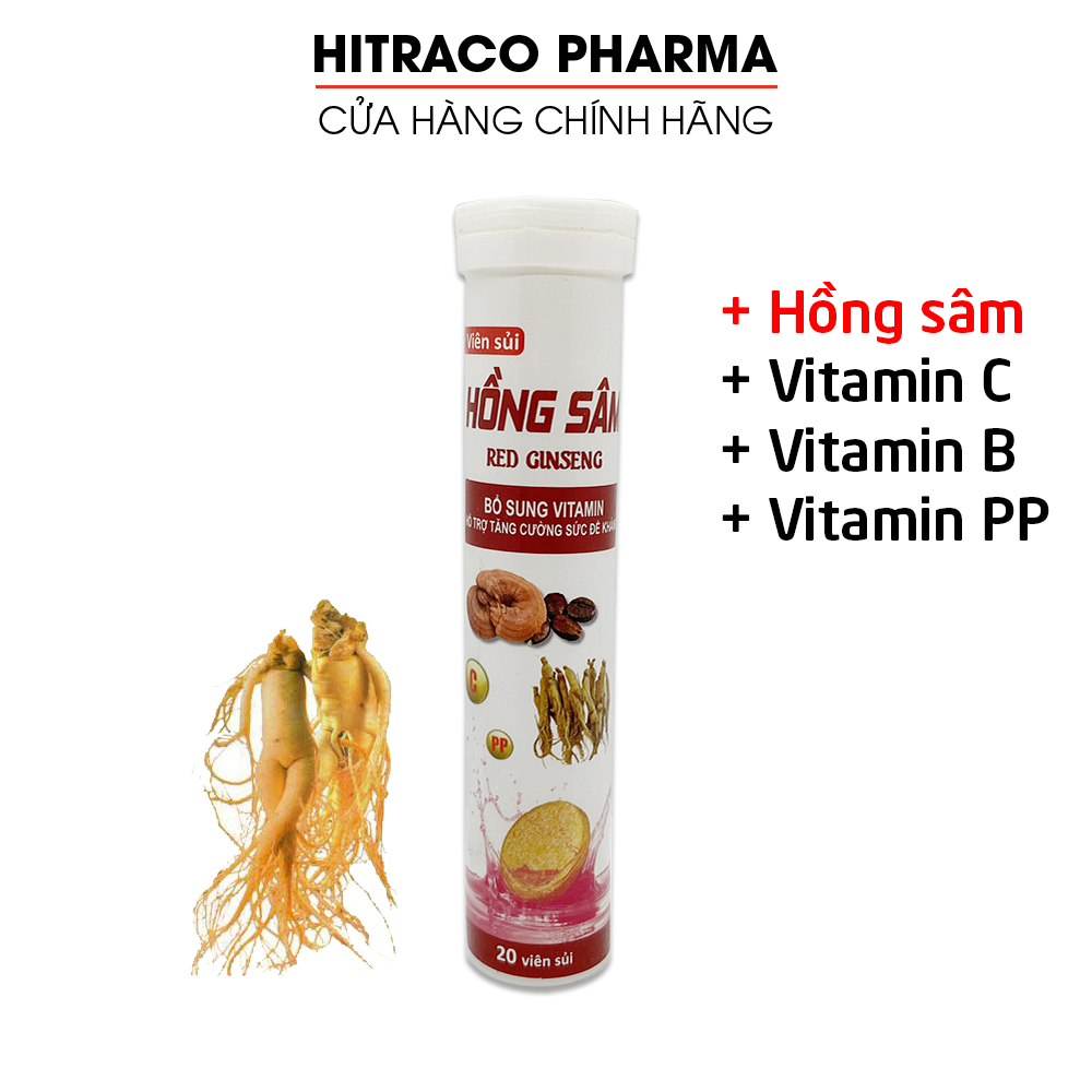 Viên sủi Hồng sâm Red Ginseng bổ sung vitamin C, B, PP tăng cường sức đề kháng, sức khỏe - 20 viên