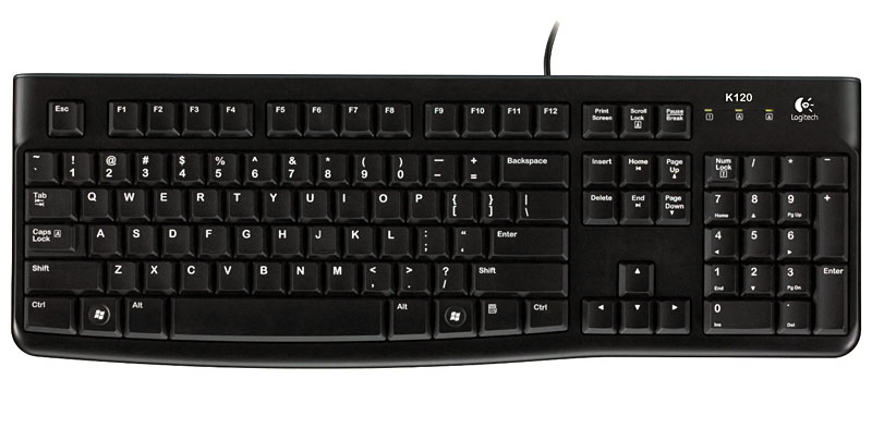 Bàn phím có dây Logitech K120 - Bền bỉ, chống tràn, có thể điều chỉnh góc độ gõ, kích thước đầy đủ có phím số