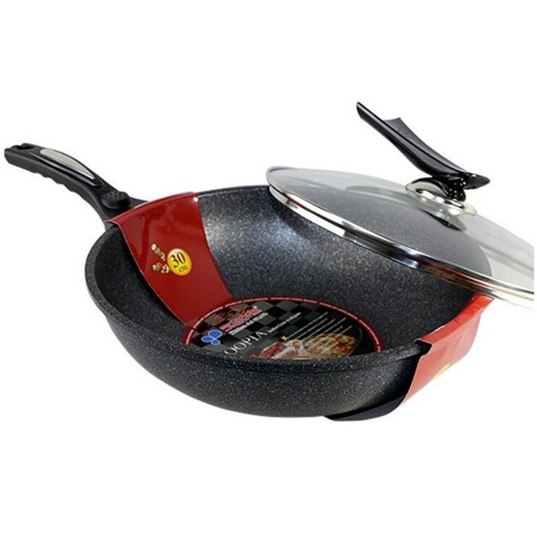 Chảo Hàn Quốc- Chảo đá chống dính sâu lòng Hàn Quốc, có nắp kính size 32cm