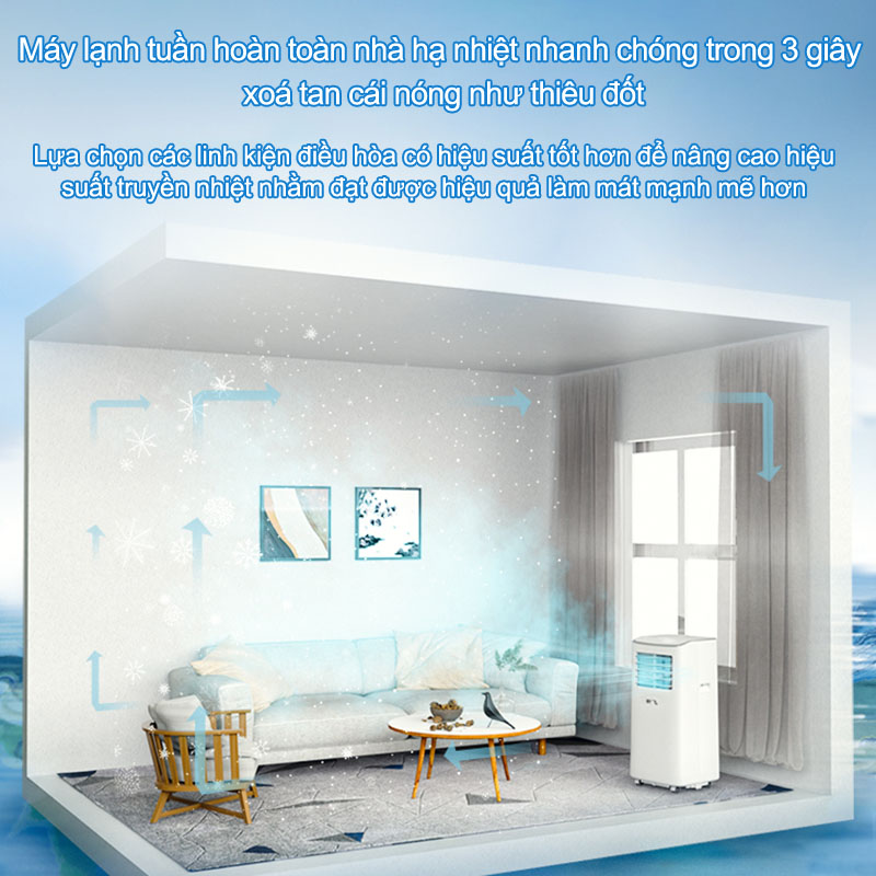 Máy lạnh di động 9000 BTU công dụng làm mát Tích hợp đa năng, tận hưởng trải nghiệm khác biệt Di chuyển tiện lợi, làm lạnh nhanh