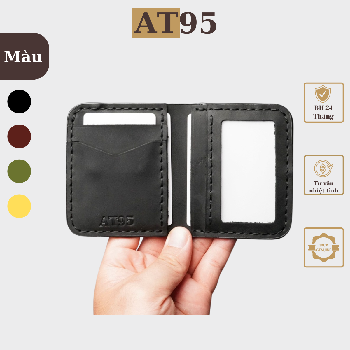 Ví Đứng Louis Mini Nhỏ Gọn Da Bò Thật Hàng Thủ Công