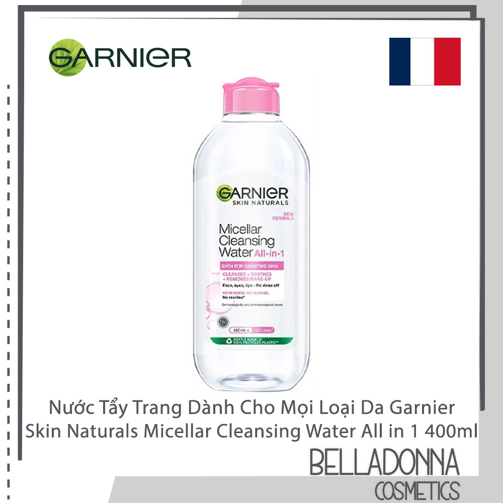 Nước tẩy trang không cồn Garnier Skin Naturals dành cho da nhạy cảm 400ml