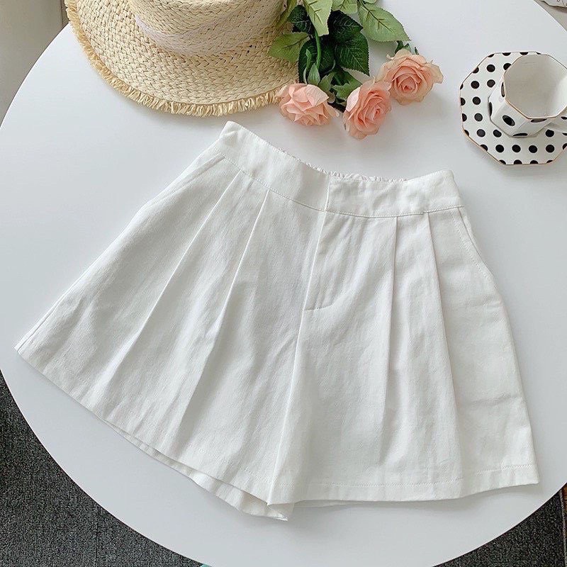 Quần đùi nữ mặc nhà, quần sooc nữ ống rộng chun lưng chất đũi cá tính