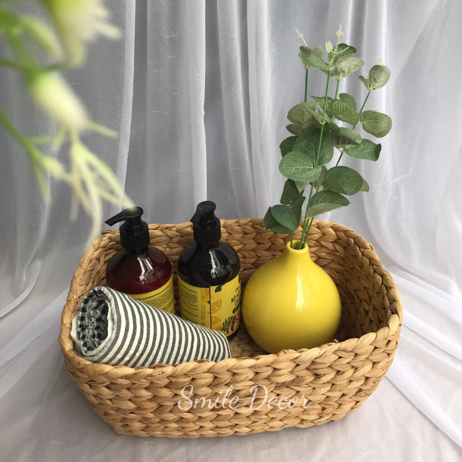 Rectangle handwoven hyacinth basket