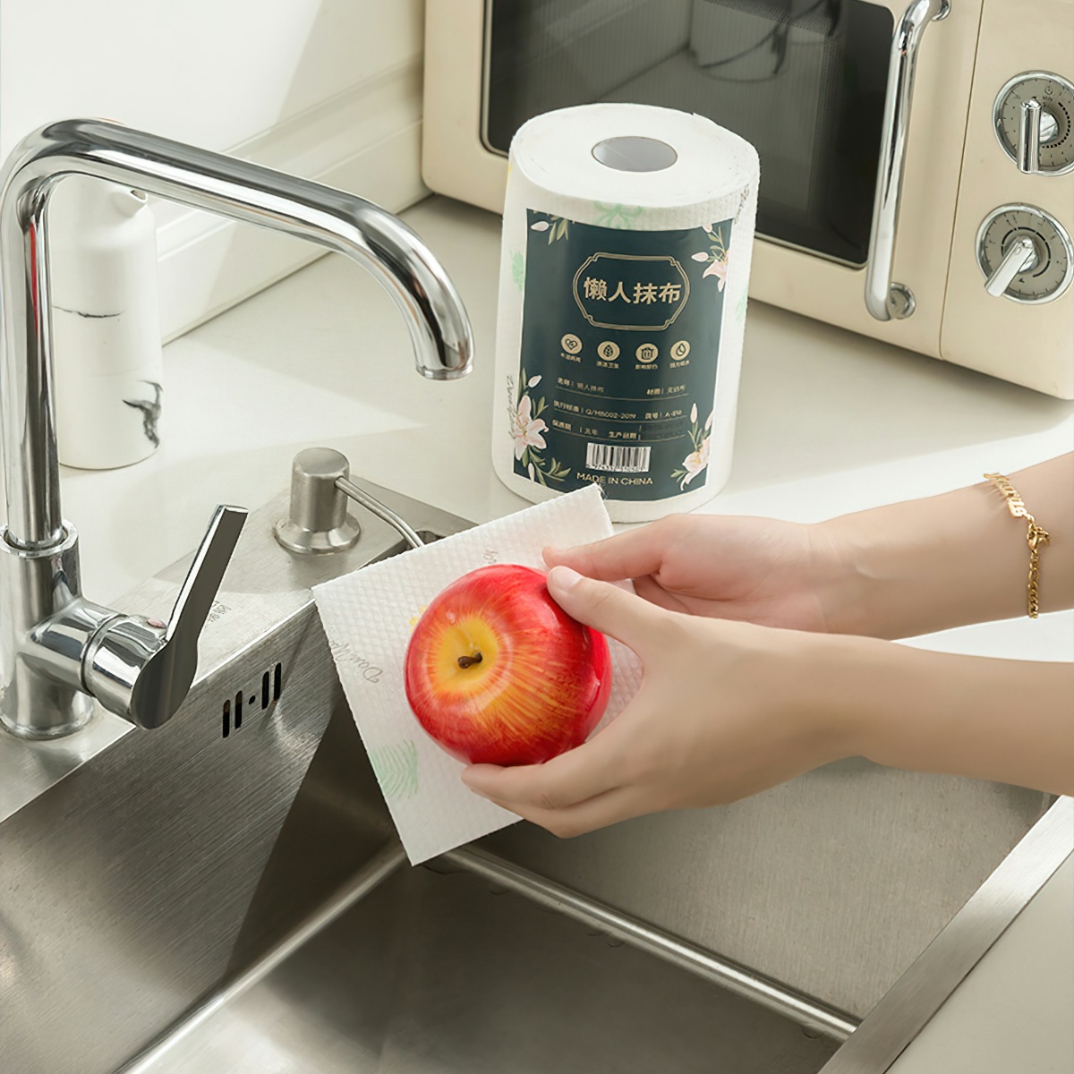 Roll of Disposable Oil-Absorbent Multi-Purpose Dish Tissue