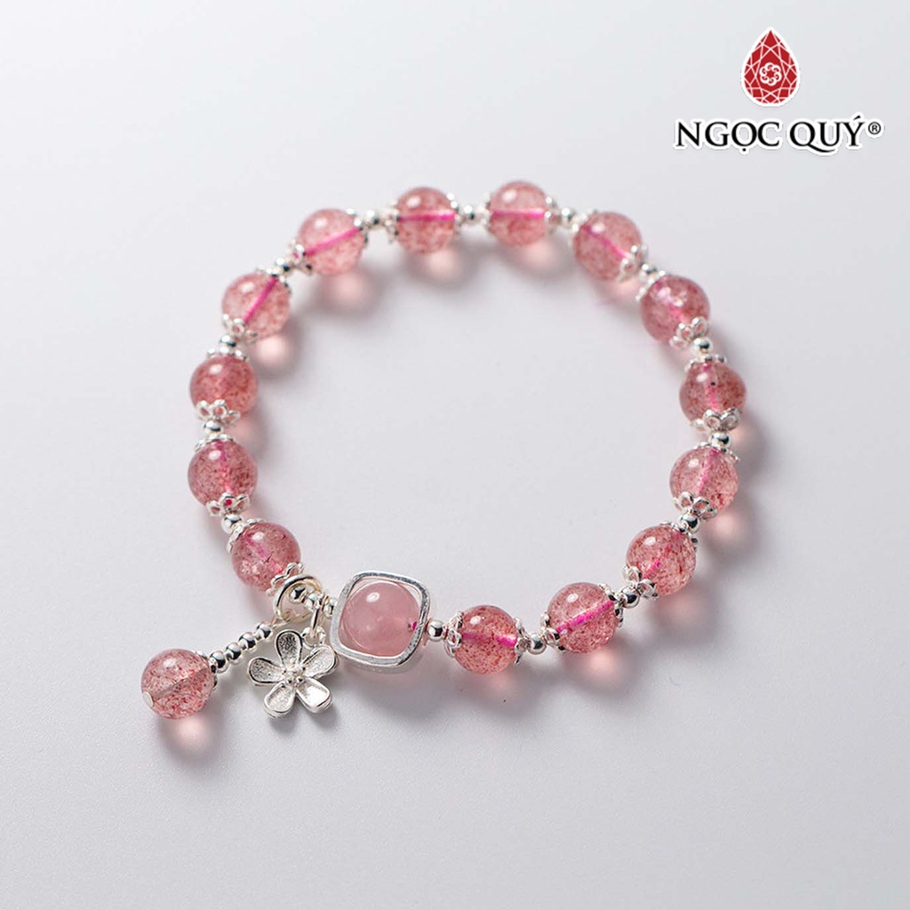 Vòng tay thạch anh dâu phối thạch anh hồng - ngọc quý
