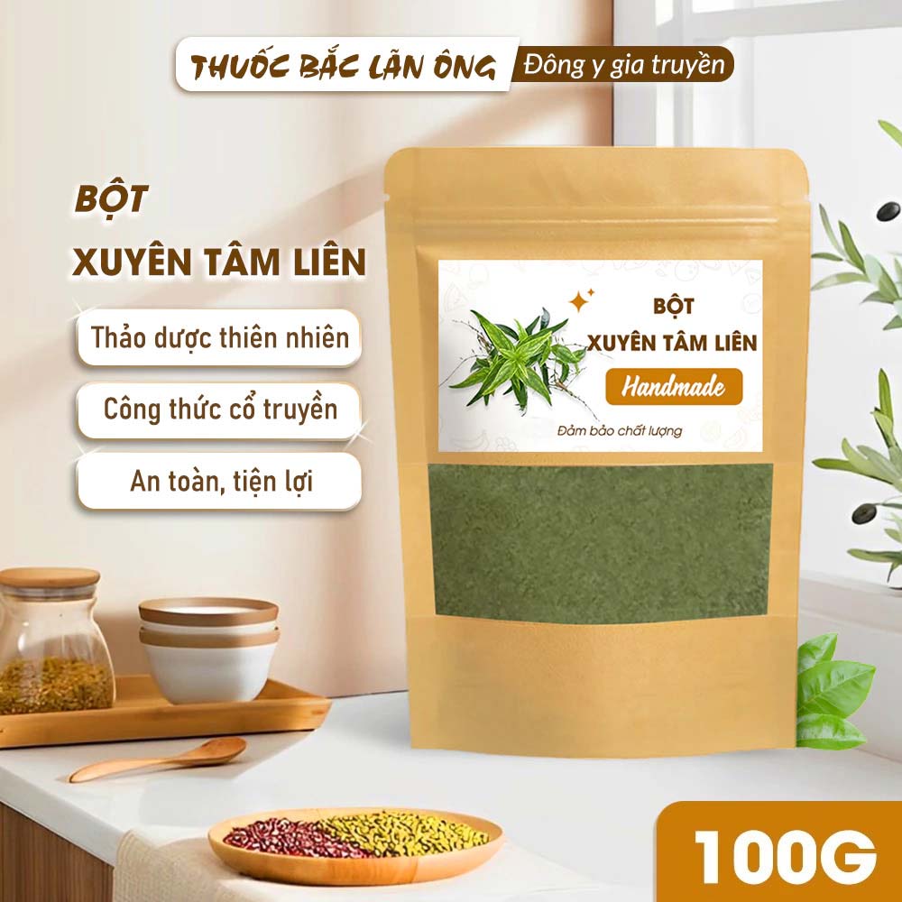 Bột thảo mộc xuyên tâm liên 100g ( Bột xuyên tâm liên nguyên chất tăng cường hệ miễn d ịch)