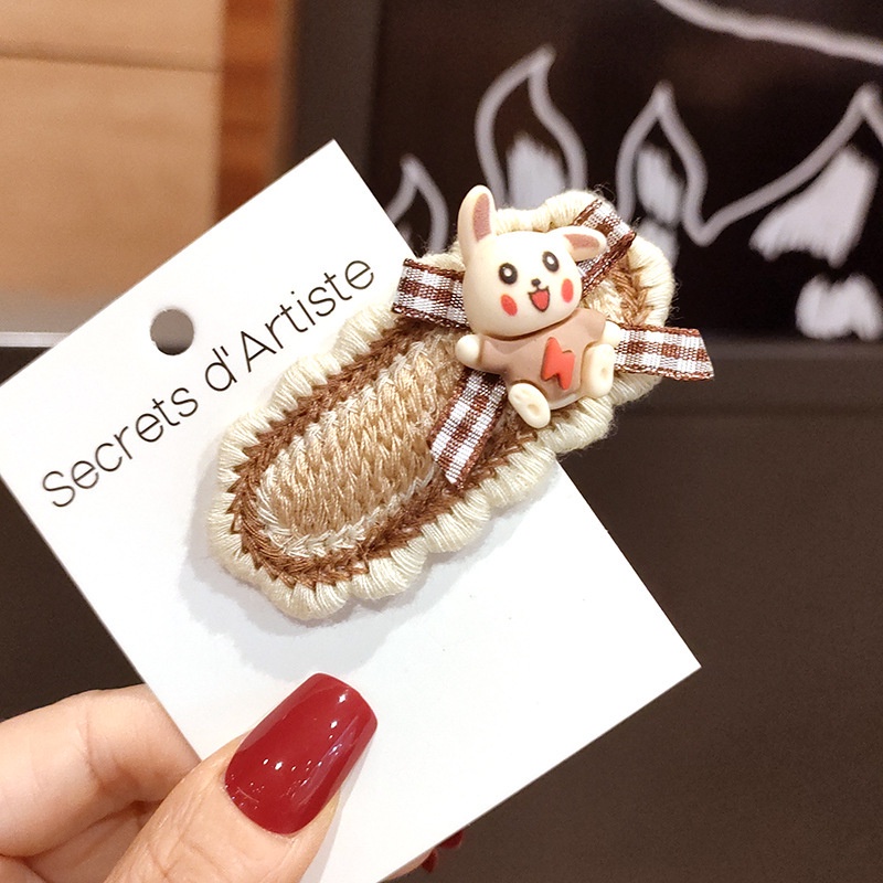 Kẹp tóc thêu gắn hình con vật cute