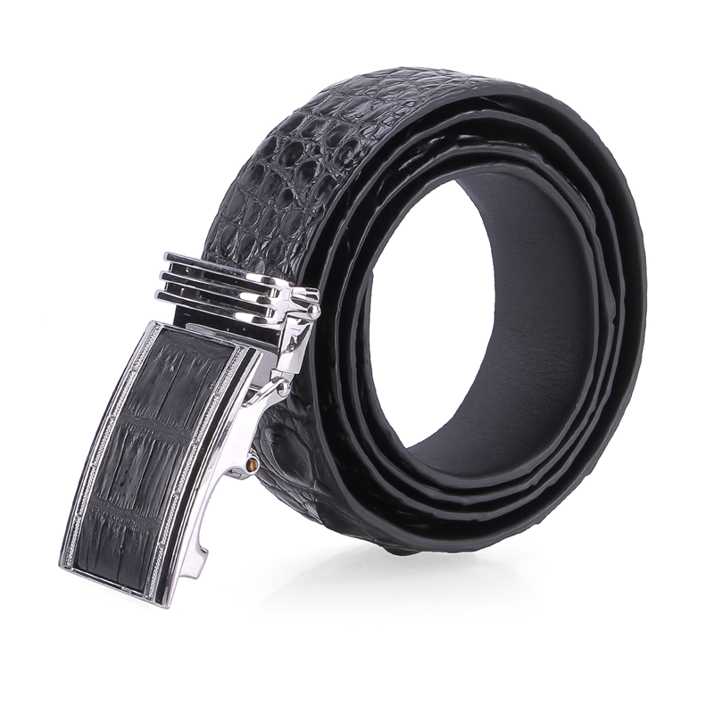 TH4210 - Dây nịt nam da cá sấu  gai đuôi màu đen