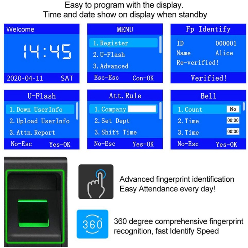 Biometric RFID Access Control System RFID Keypad USB Fingerprint System Electronic Time Clock Attendance Machine máy thẻ thời gian