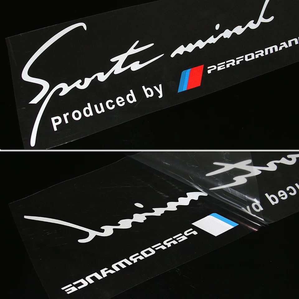 Tem sport mind dán capo xe ô tô Performance 02 (trắng)