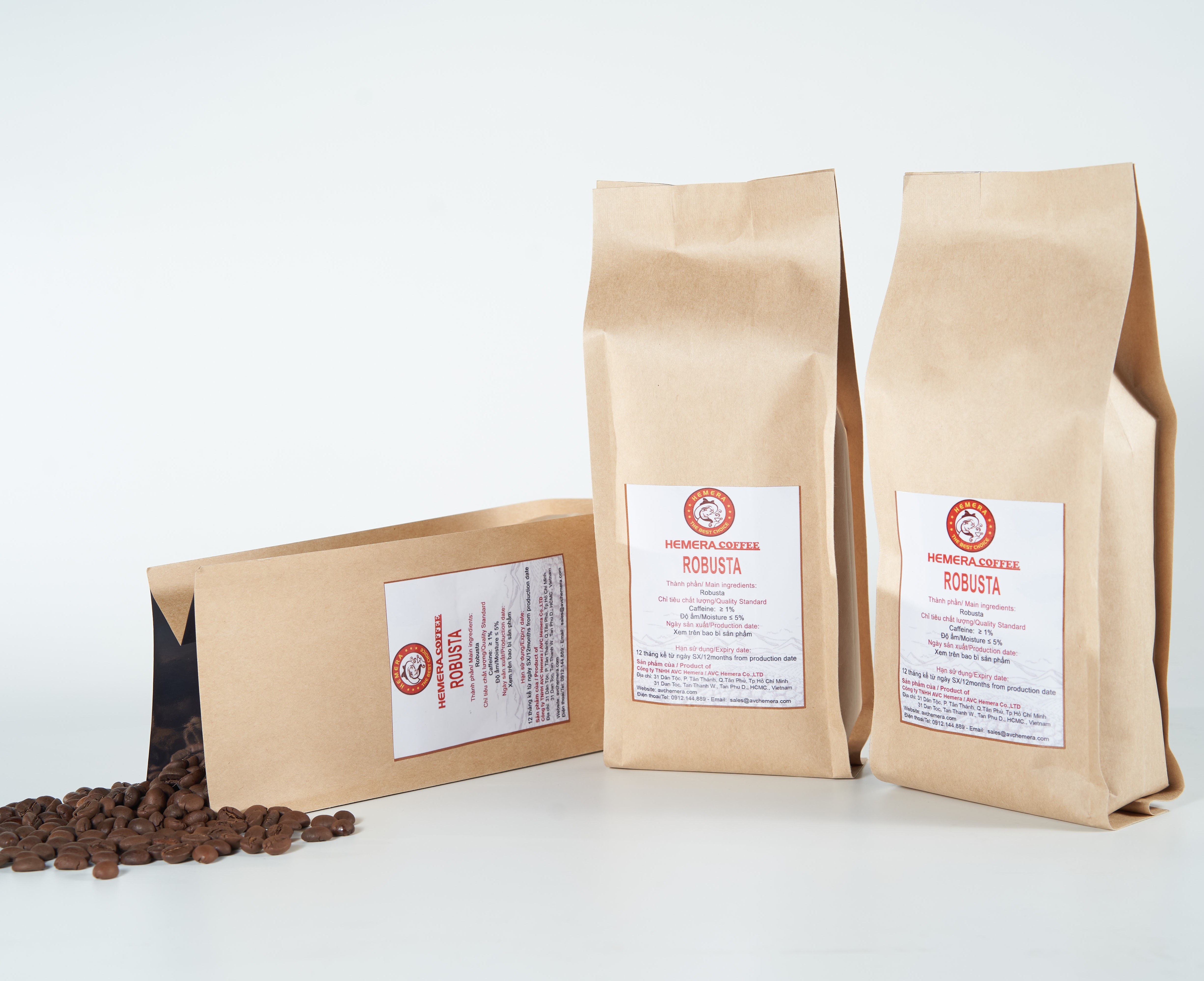 [HCM]CÀ PHÊ HẠT NGUYÊN CHẤT ROBUSTA RANG MỘC HEMERA COFFEE 500GR