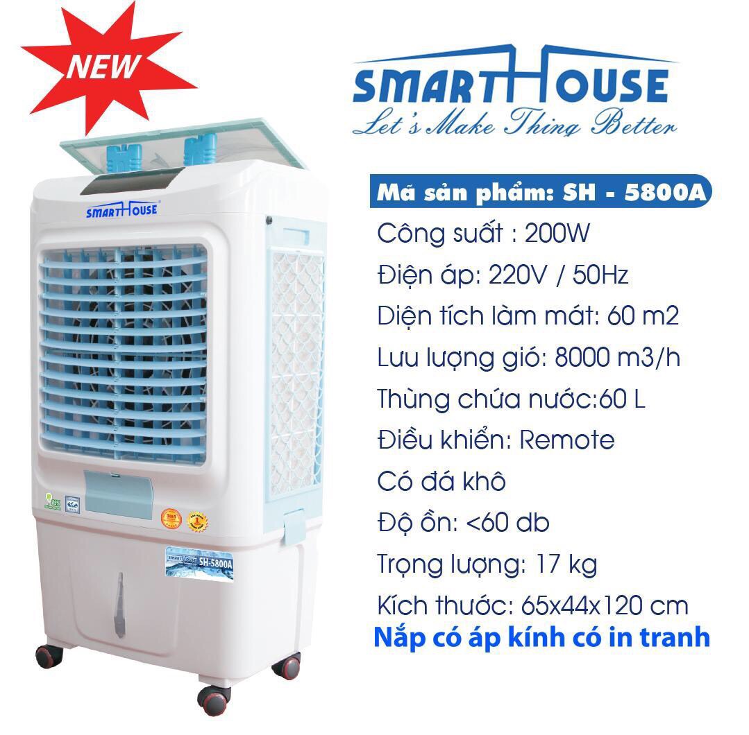 [HCM][Trả góp 0%]Quạt hơi nước SMART HOUSE SH-5800A