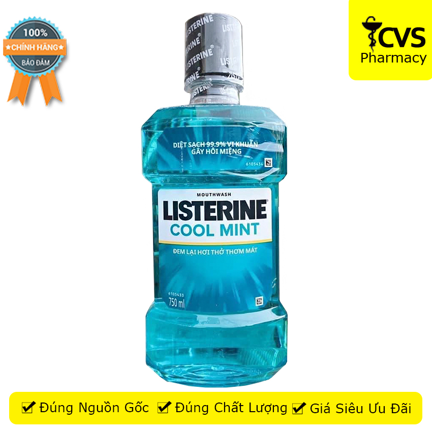 Nước súc miệng diệt khuẩn Listerine Cool Mint - Hương bạc hà mát lạnh - cvspharmacy