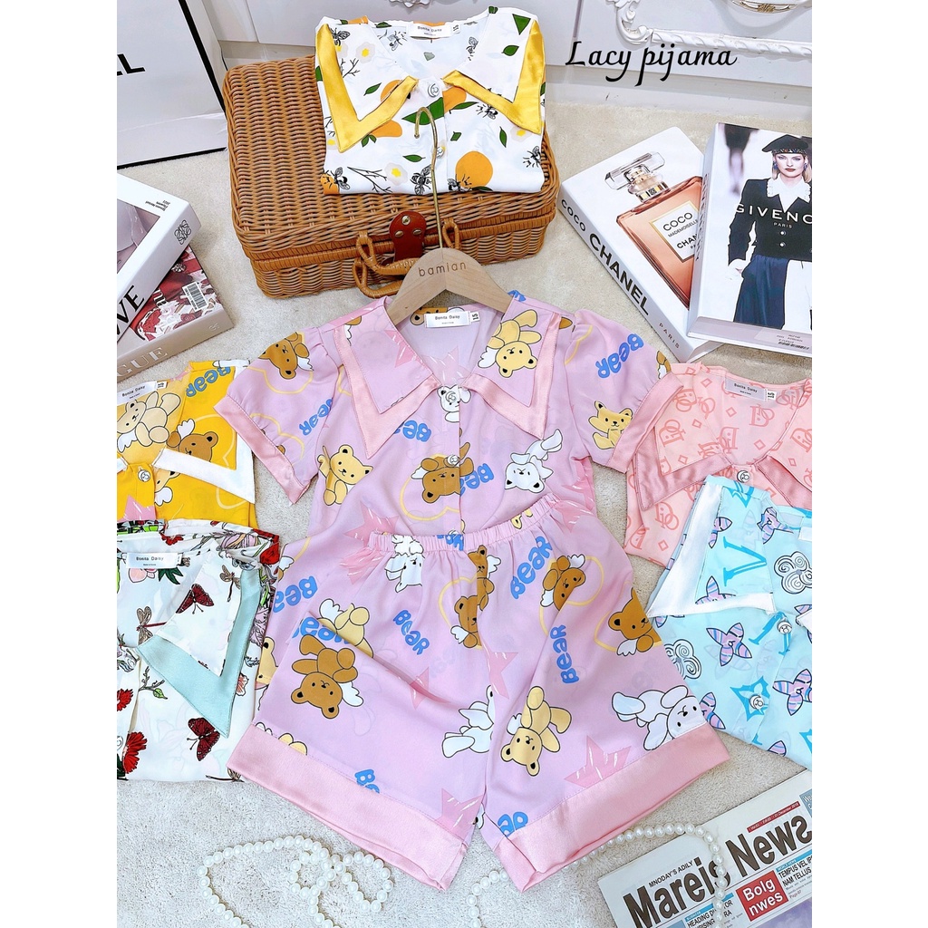 SIZE DẠI 22- 40KG: Bộ pijama lụa đại hè 2 chất lụa mango cực thích cho bé gái - BPLDH2