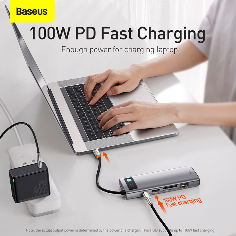 NEW丨 Baseus USB C HUB to HDMI tương thích với VGA Bộ chuyển đổi USB 3.0 9/11 trong 1 Đế cắm USB Type C HUB cho MacBook Pro Air PD RJ45 SD Card Reader