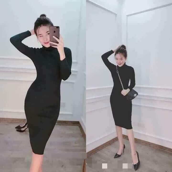 VÁY LEN TĂM ÔM BODY CỔ LỌ CƯC CHẤT, LEVERMART