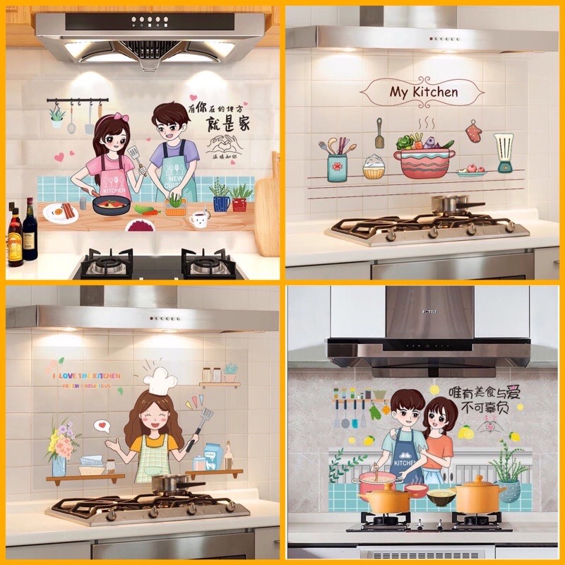 Decal Giấy dán bếp cách nhiệt chống dầu mỡ, kích thước (60 x 90cm).