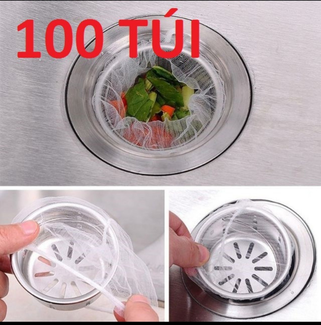 Bộ 100 Túi Lưới Lọc Rác Bồn Rửa Chén (mua tại T.M.A Store)
