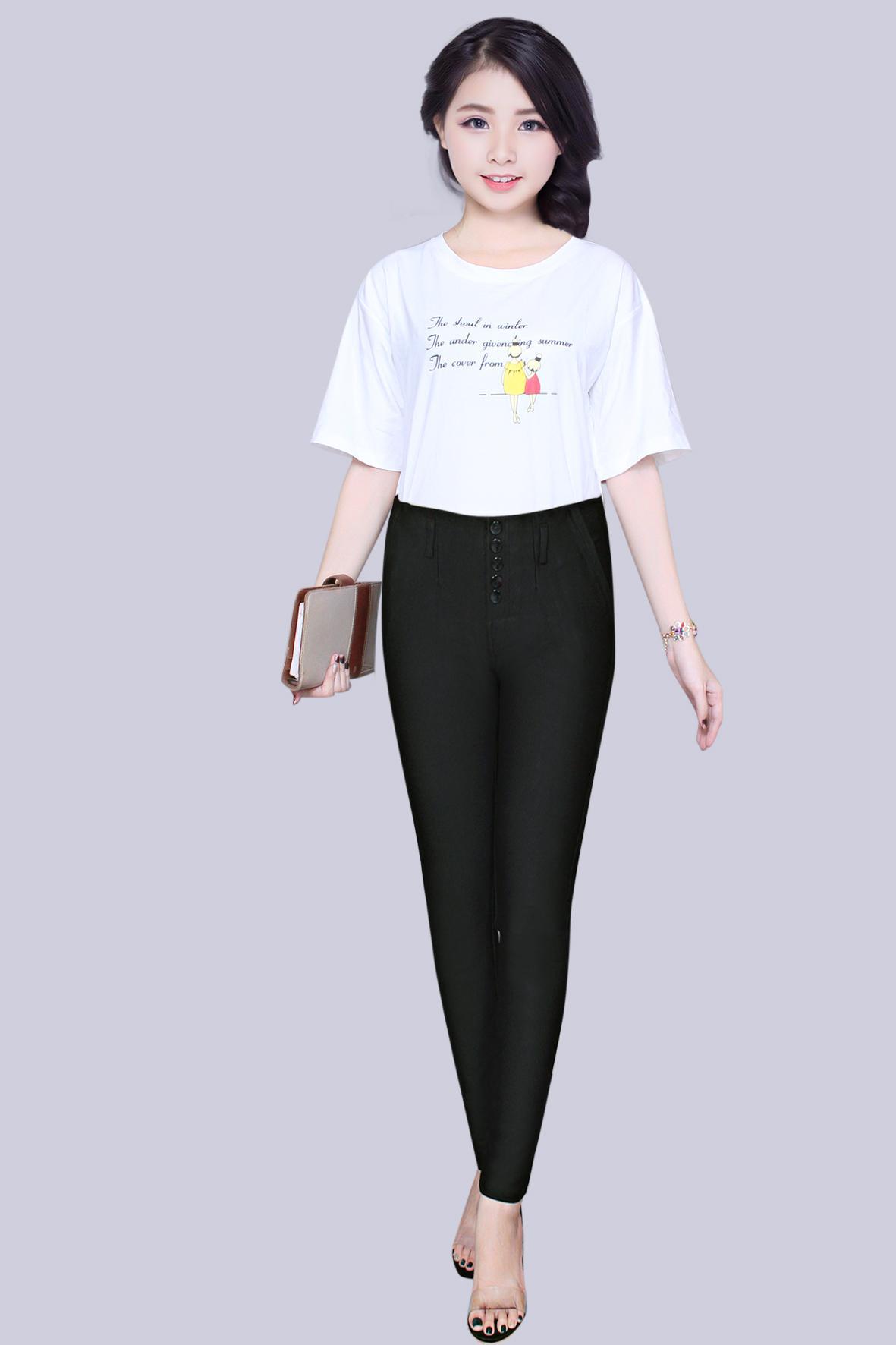 Quần dài nữ thun cotton co giản lưng chum qt 05