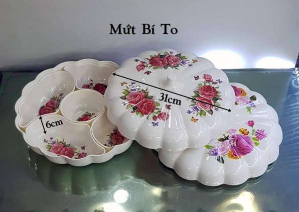 Khay đựng mứt bánh kẹo quả bí 30cm