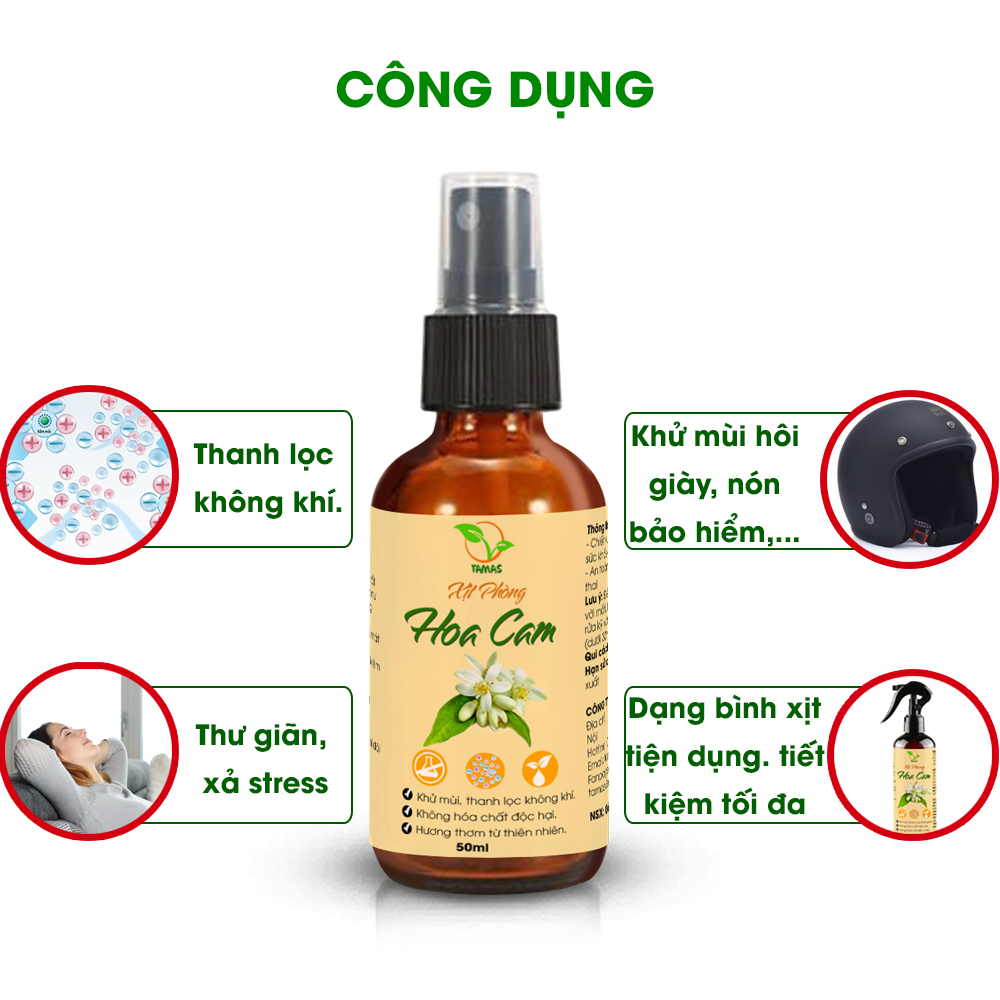 COMBO 3 chai xịt thơm phòng thư giãn, đuổi côn trùng( Trầm Hương 50ml + Hoa Cam 50ml+ Xịt Muỗi 50ml)