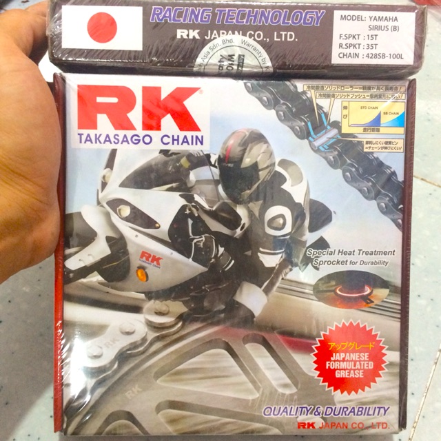 Yamaha Sirius Xăng Cơ Bộ Nhông Sên Dĩa RK Thông Số Zin 15T - 35T Sên 428SB 100L Chính Hãng RK Takasago