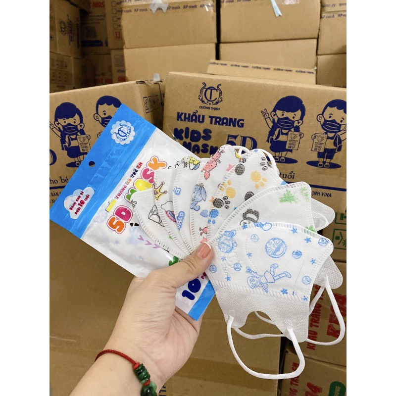 Sỉ 1 thùng khẩu trang 5d (gồm 100 cái) cho bé từ 4-10 tuổi