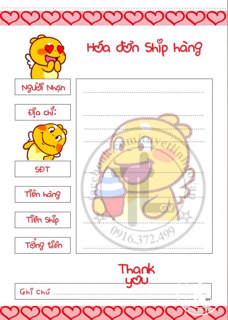 [HCM]Combo 10 hóa đơn ship hàng - đủ mẫu
