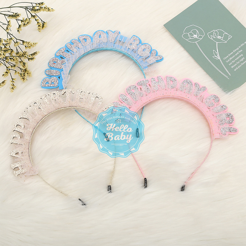 Bờm nhũ Happy Birthday trang trí sinh nhật - HelloBaby