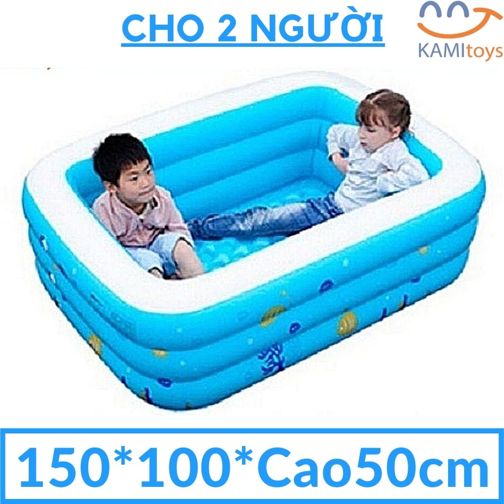 Bể bơi hồ bơi cho trẻ em bé 3 tầng hình chữ nhật (150x95xCao55cm) hồ bơi phao bơi áo tập bơi be boi ho boi phao boi nhabanh nhabong ao phao tap boi beboi hoboi phaoboi aophao