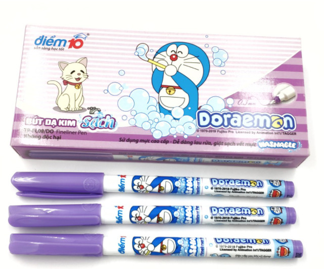 Bút lông kim màu tím FL08 Doremon (Hộp 10 cây)