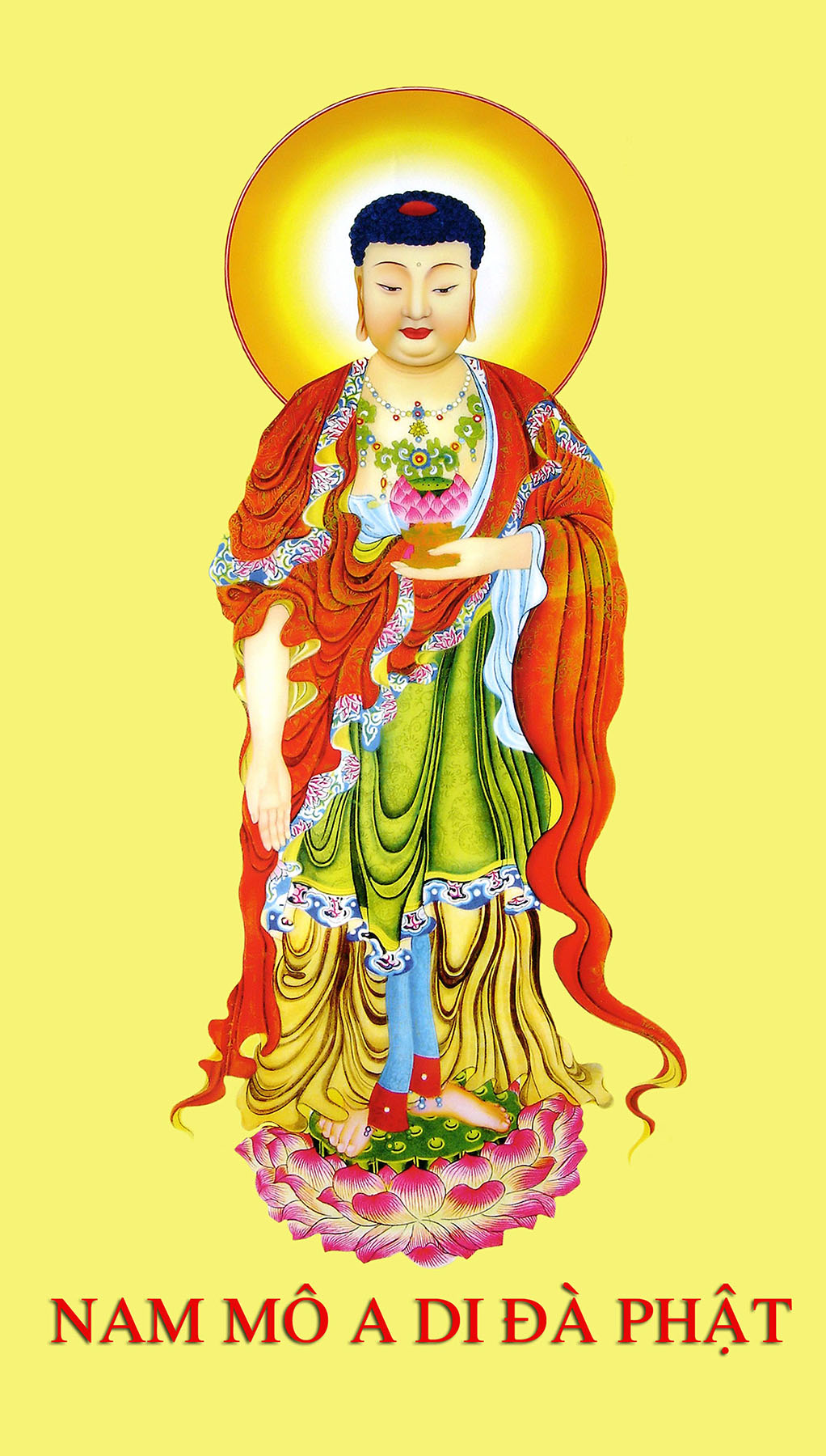 Tranh Phật A Di Đà nền vàng số 30 tặng kèm khung
