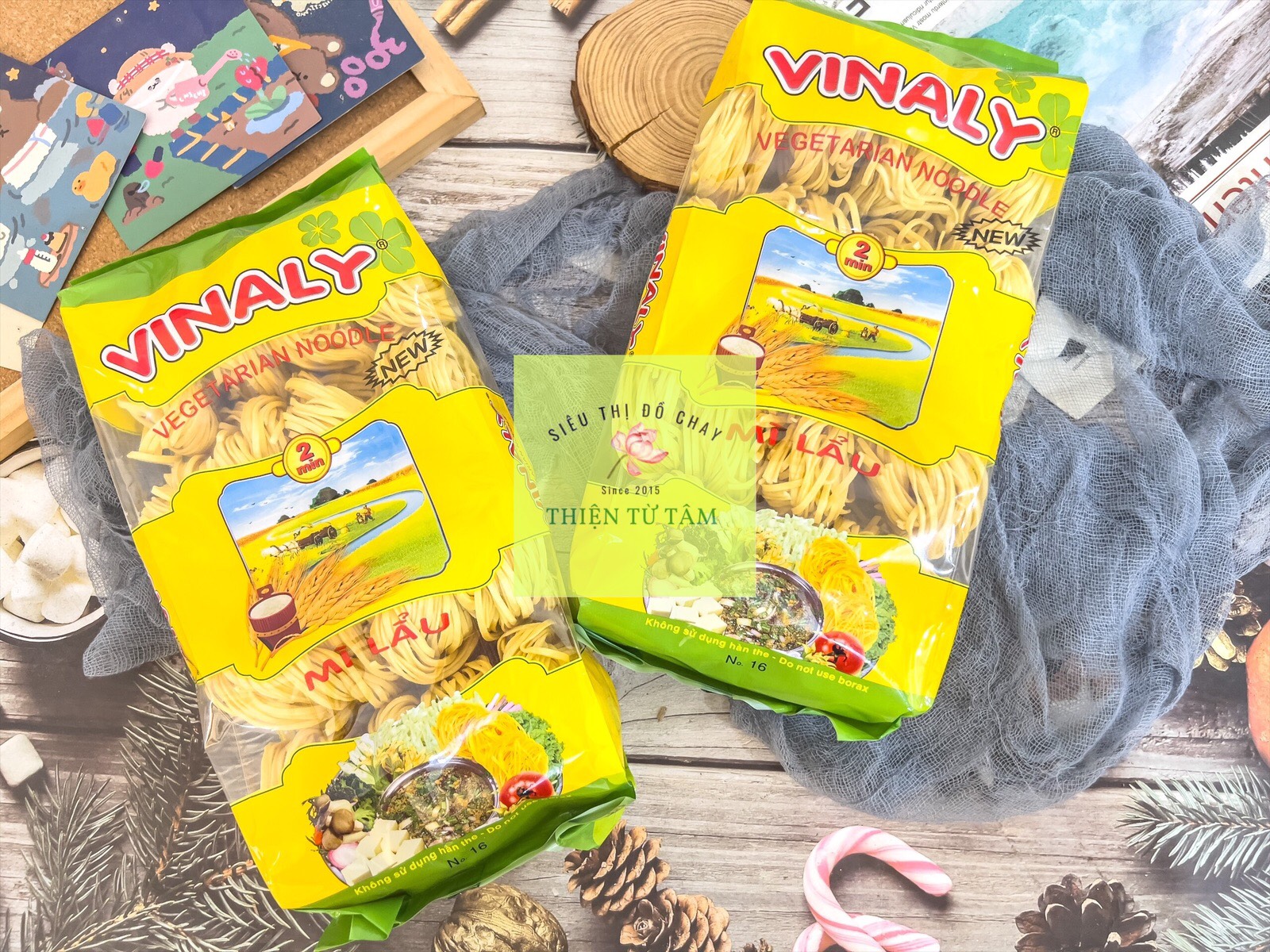 Mì lẩu vinaly sợi mì chay dai mềm vừa phải 500g