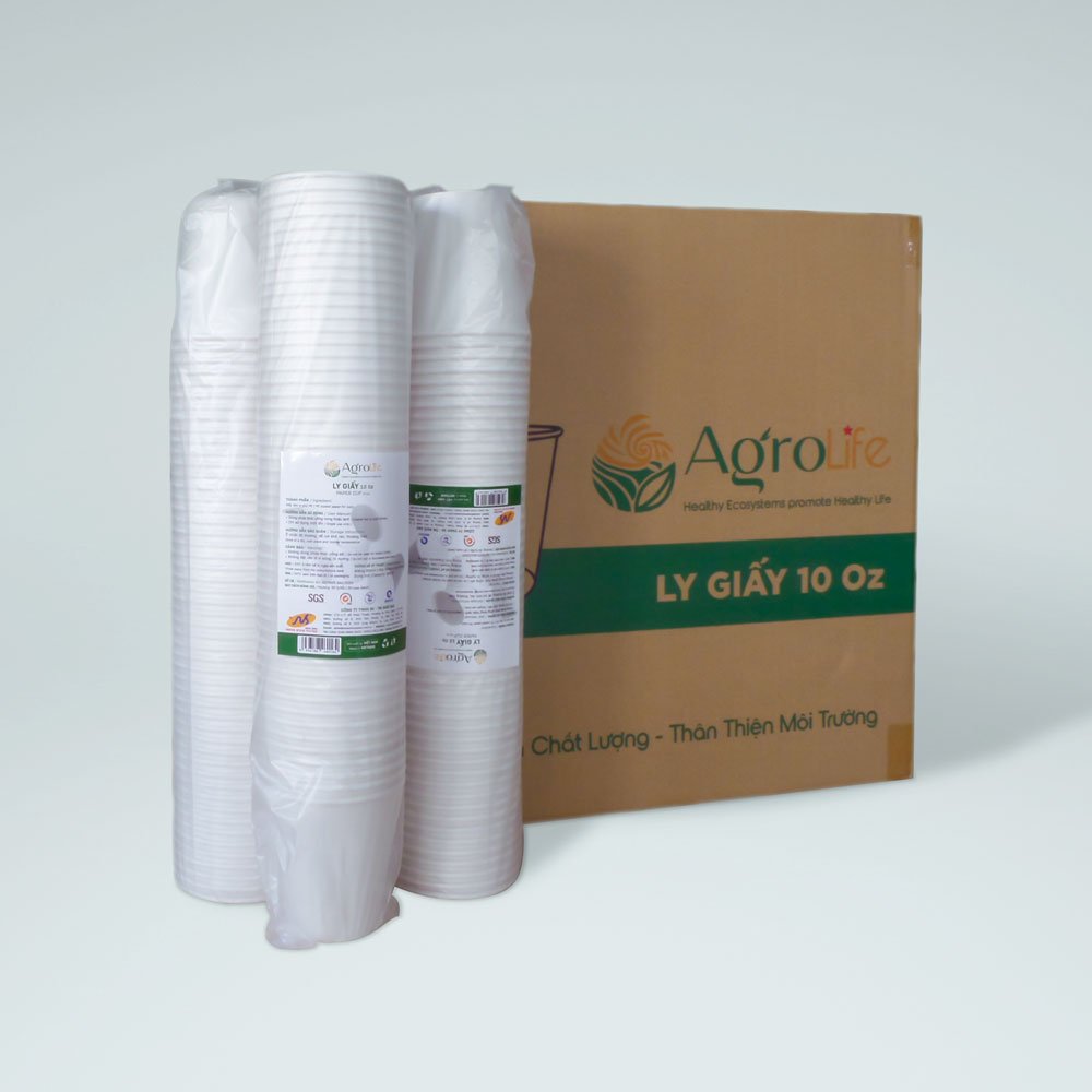 Ly giấy 10oz~295ml - Lốc 50 ly giấy trơn