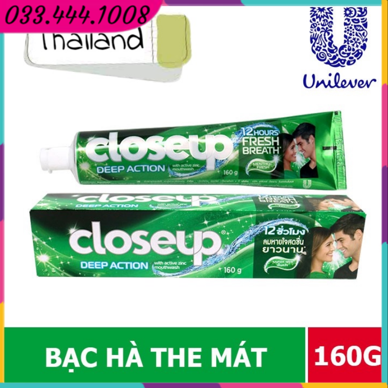 Kem Đánh Răng Closeup Deep Action Tác Động Sâu 160g - hương bạc hà