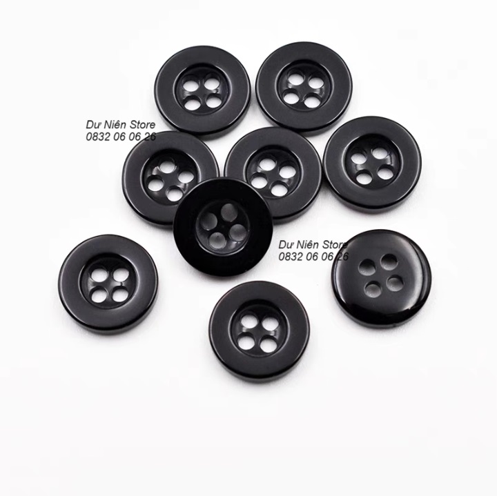 Black Glossy Trouser Buttons Pack of 50 Buttons.