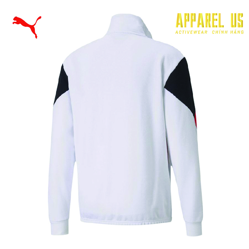 Áo khoác nhẹ nỉ thể thao Puma chính hãng xách tay USA, áo hoodies sweater  nam tập luyện màu trắng phối đẹp xịn khóa ngang ngực.Rebel Men's Half Zip  Sweatshirt - MixASale