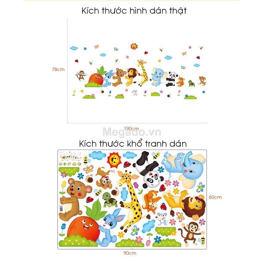 decal dán tường mẫu Đoàn tàu thú nhổ cà rốt