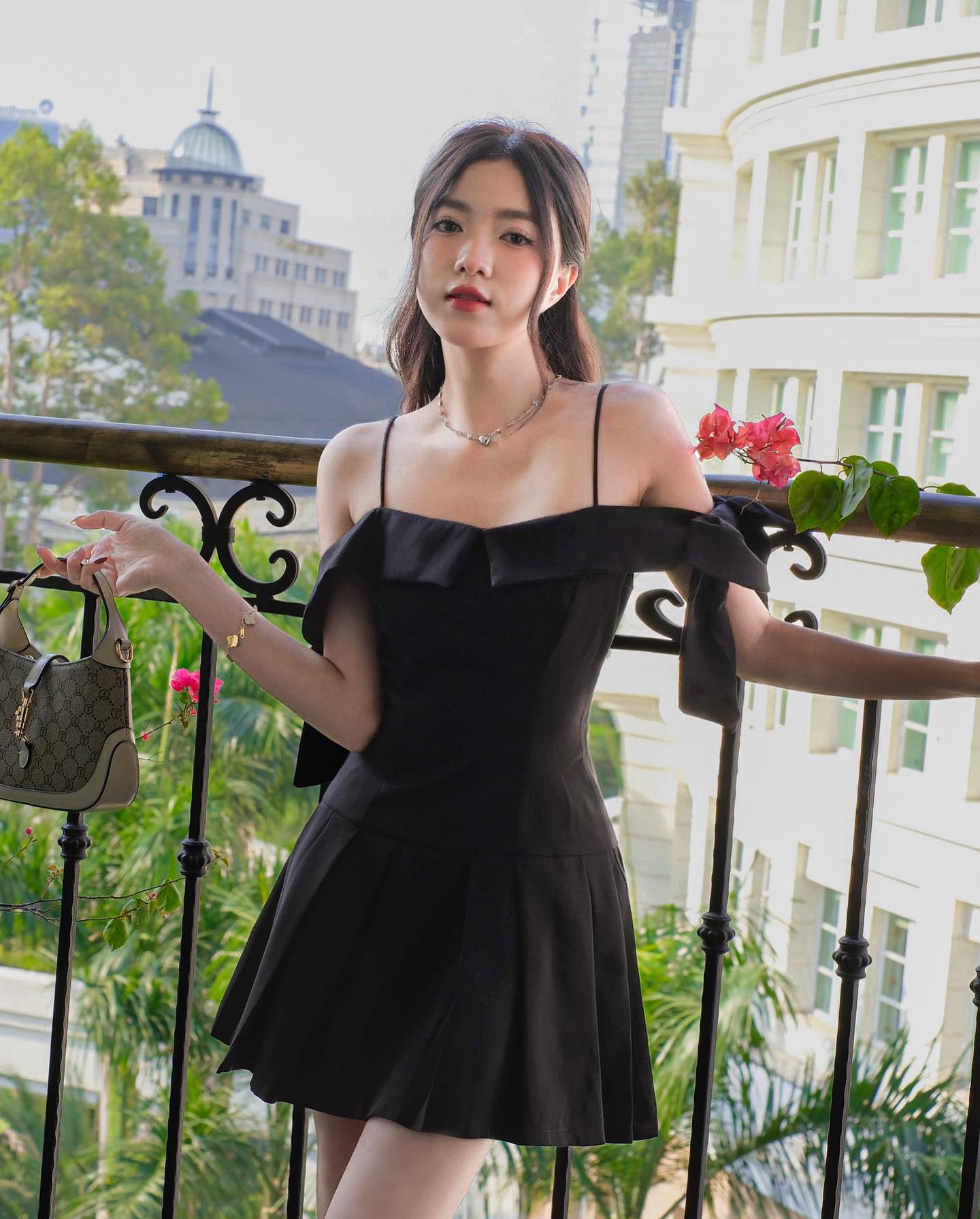 GOLA - Đầm CASMIA - Đầm trễ vai nơ tùng xếp ly