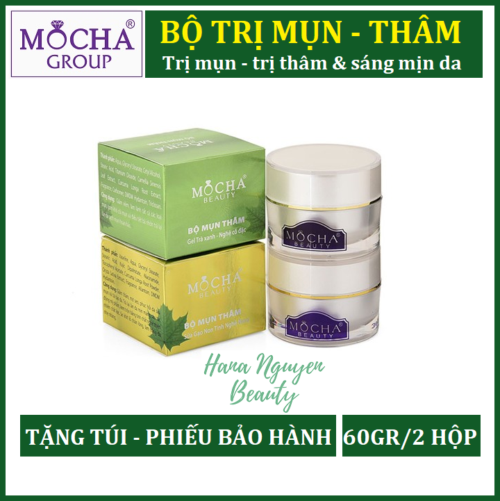 Kem Mụn MOCHA, Bộ Mụn Thâm Mocha 60gram gồm 2 hộp