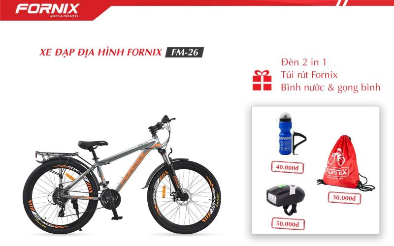 Mua Xe đạp địa hình thể thao Fornix FM26 + (Gift) Túi Fornix, Đèn 2 in 1, Bình và gọng bình nước