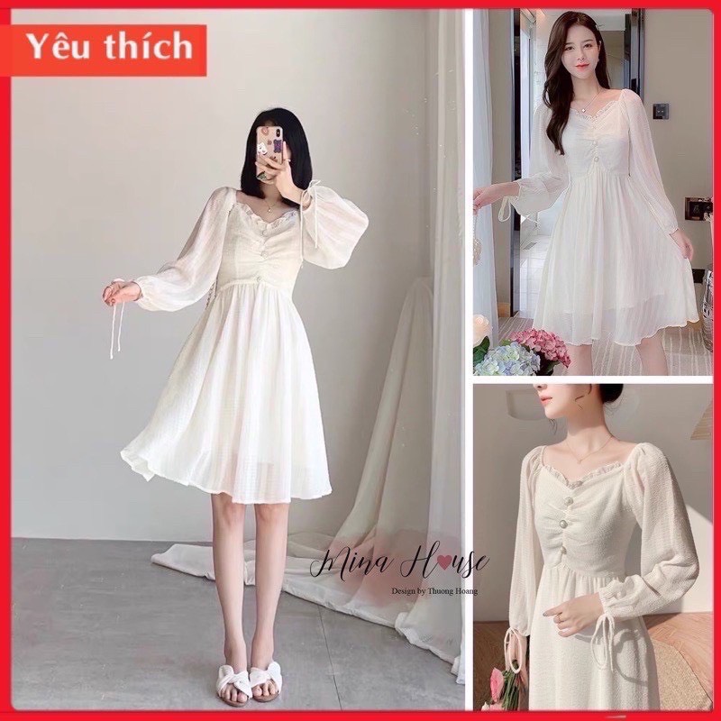 Đầm Tiểu Thư - Váy Thiết Kế Tay Bồng 2 Lớp