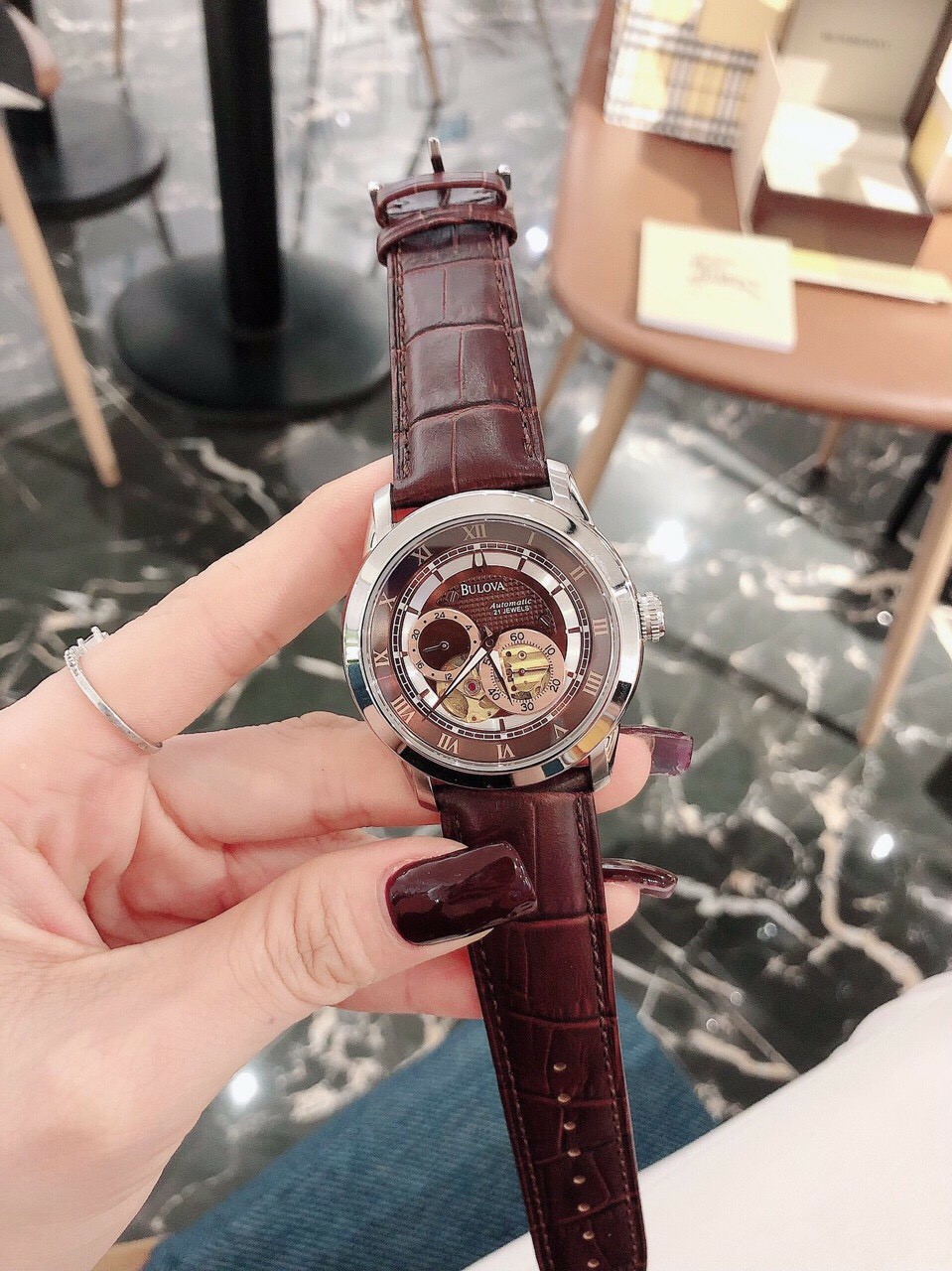 [HCM]Đồng hồ nam dây da BULOVA 96A119 AUTOMATIC CAO CẤP