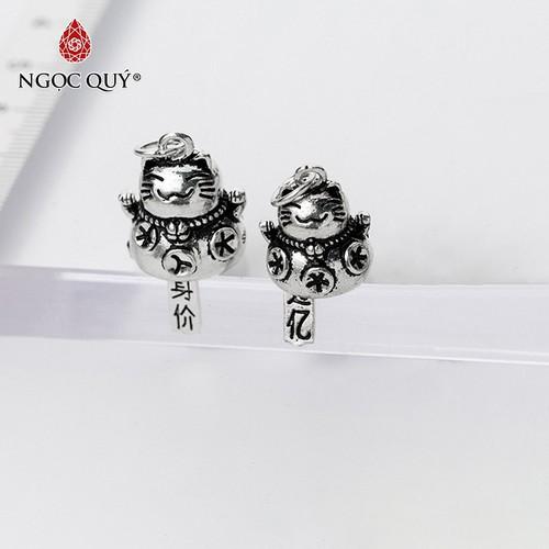 Charm bạc hình mèo thần tài treo - Ngọc Qúy Gemstones