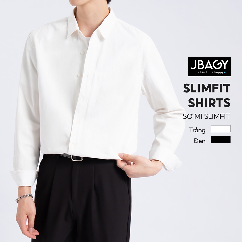 Áo sơ mi nam form Slimfit dài tay vải lụa Hàn