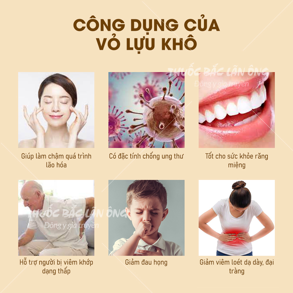 Vỏ lựu khô 1kg, thạch lựu bì, thơm, sạch, hỗ trợ kháng khuẩn, tốt cho tiêu hóa - Lãn ông