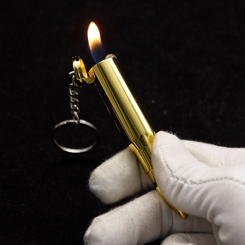 Bật Lửa Gas Đá Lửa Thường YM071 Kiểu Dáng Móc Khóa Viên Đan Kim Loại