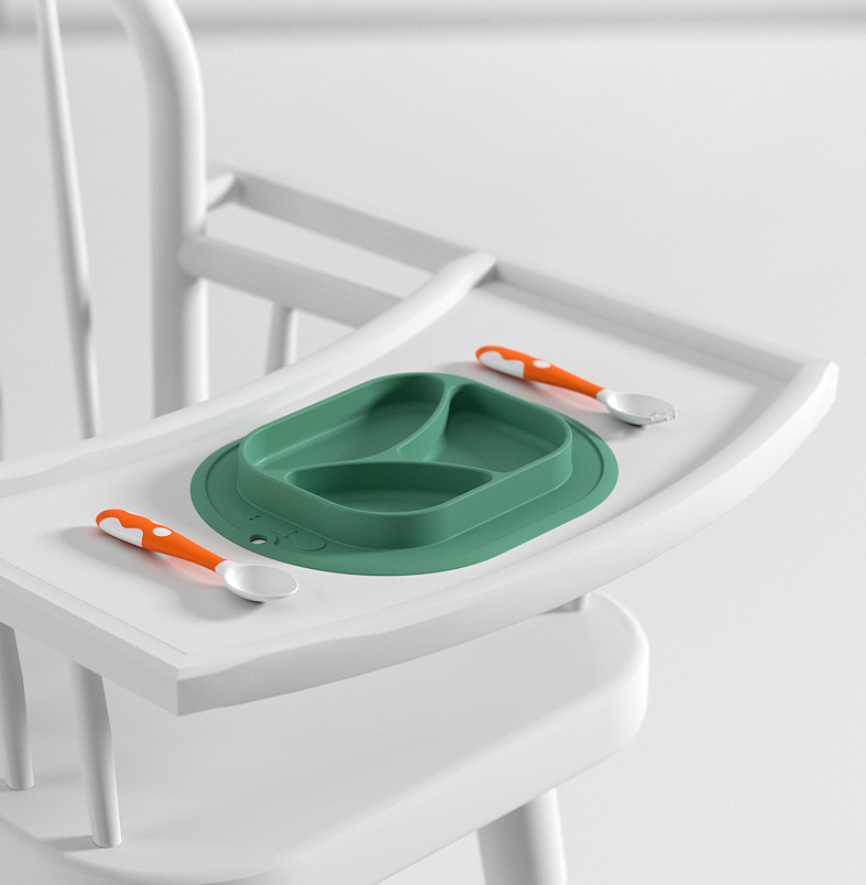 Khay ăn dặm silicone 3 ngăn chống đổ cao cấp